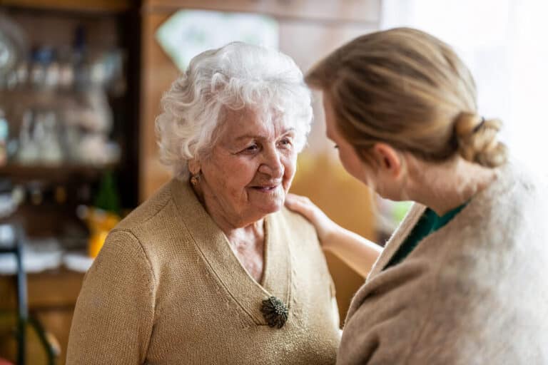 Older woman with adult daughter